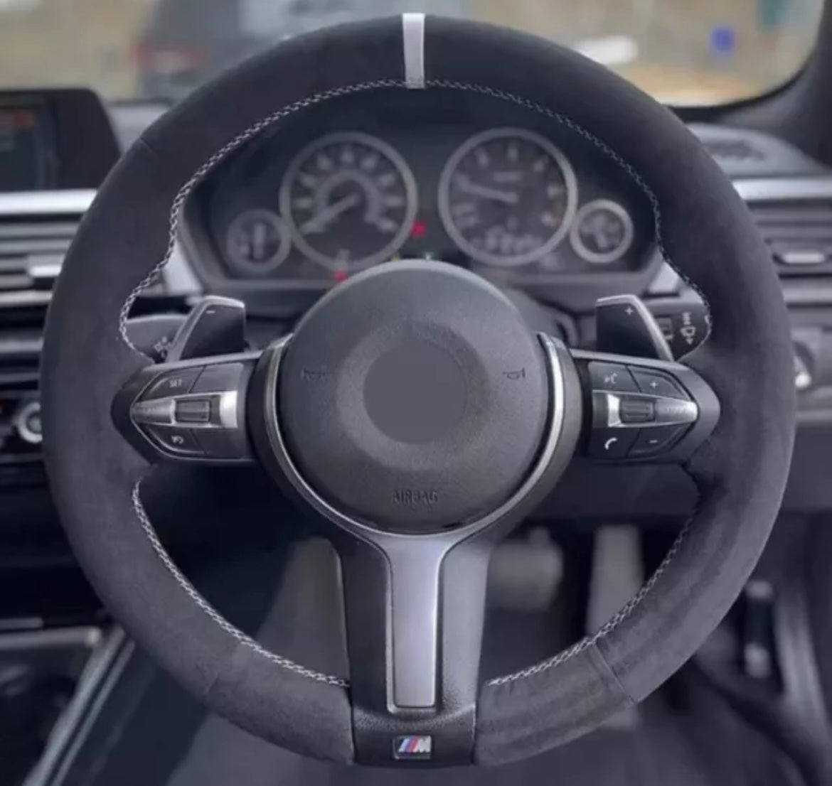 BMW 12345X Series F Chassis M Sport Suede Steering Wheel Cover Self Stitch - Choose Your Colour