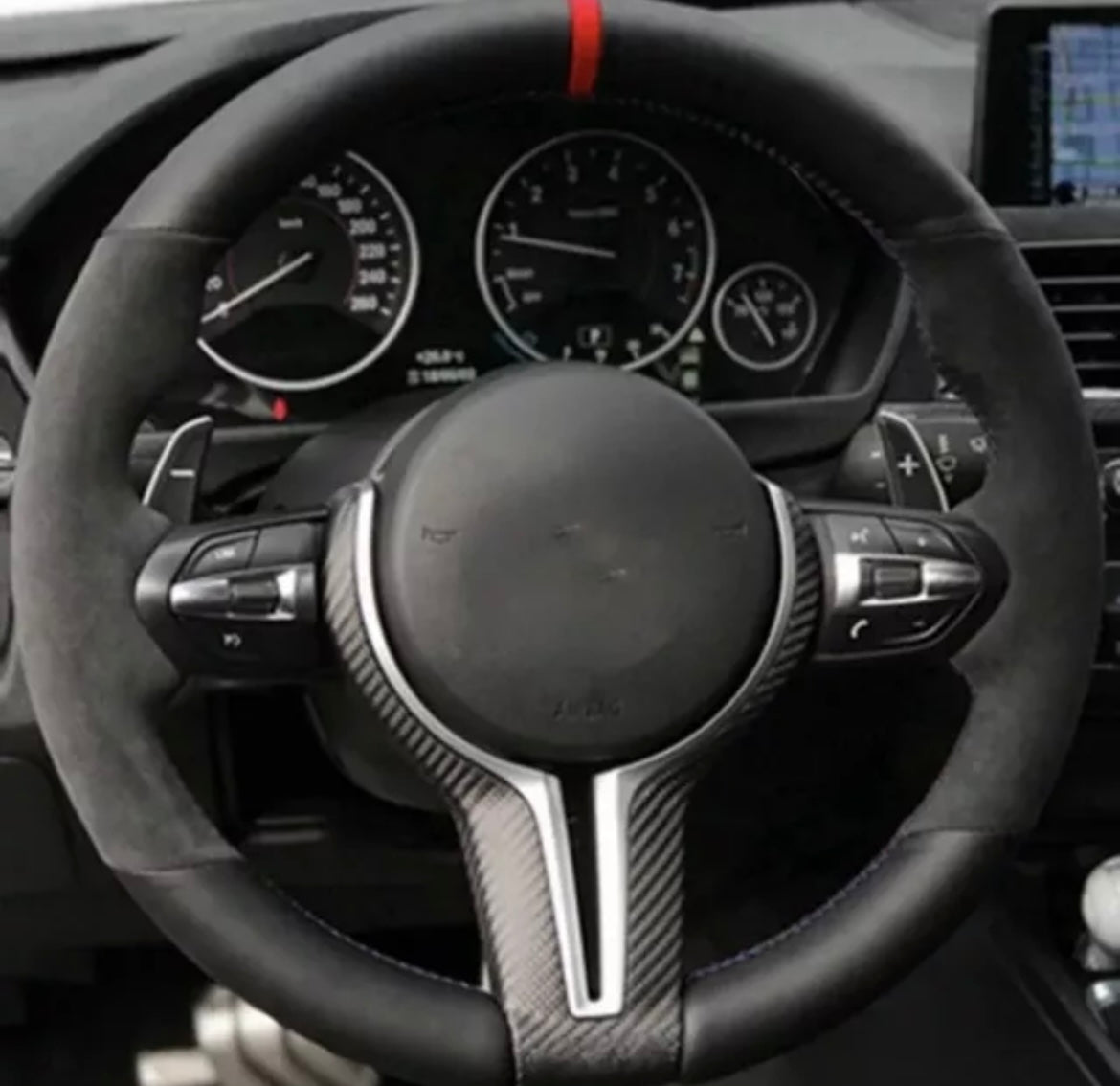 BMW 12345X Series F Chassis M Sport Suede/Leather Steering Wheel Cover Self Stitch - Choose Your Colour