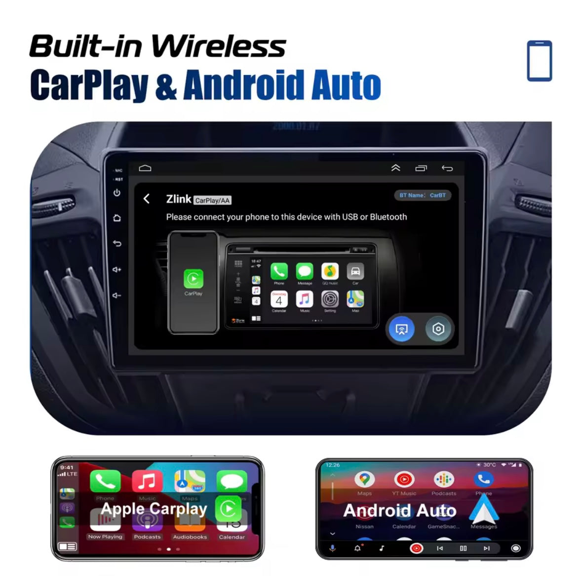 Ford Transit Custom 2012-2021 Screen Upgrade 9 Inch Touchscreen CarPlay Android Auto