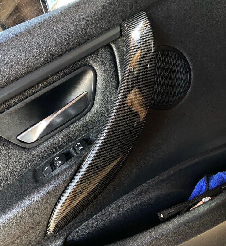 BMW 3 Series 4 Series Carbon Fibre Effect Interior Door Grab Handle Covers 4pcs
