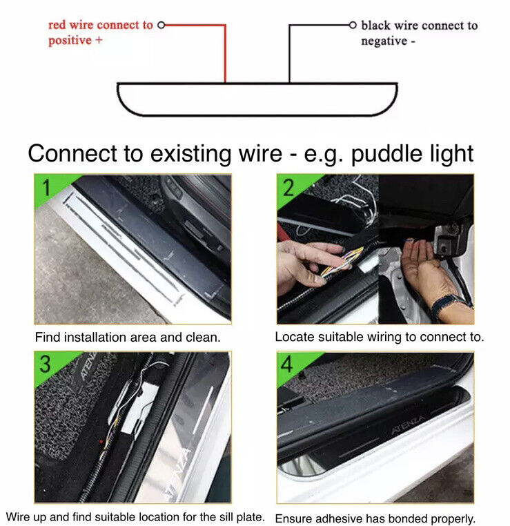 Ford Focus ST Chrome LED Door Sill Protector Strips Scuff Plates Ford Focus Blue