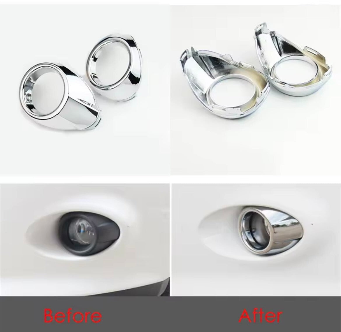 Ford Focus MK3 2011-2014 Chrome Silver Front Fog Light Surrounds Trims 2pcs