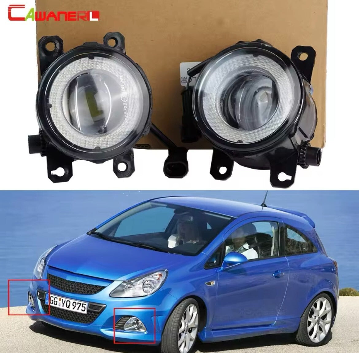 Vuaxhall Corsa VXR 2007-2014 Yellow Daytime Running Halo Lights Front Fog H11