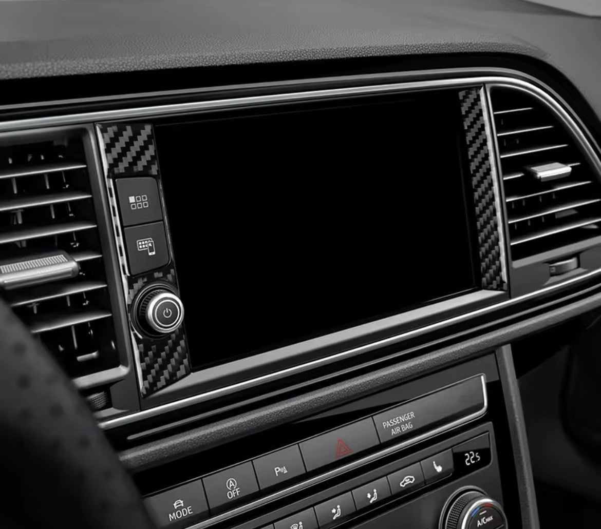 Seat Leon 2017-2019 Carbon Fibre Central Dash Screen Satnav Surround Trim Cover