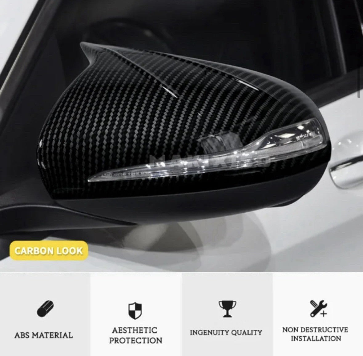 Mercedes C GLC S E Class Carbon Fibre M Style Wing Mirror Caps Covers RHD