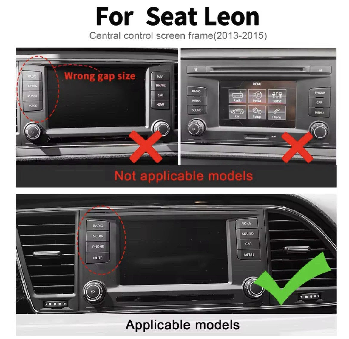 Seat Leon 2013-2015 Carbon Fibre Centre Dash Screen Satnav Surround Trim Cover