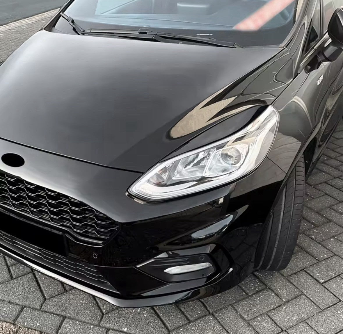 Gloss Black Headlight Eyelid Eyebrows For Ford Fiesta MK8 2017-2020 2pcs