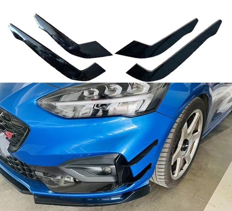 Ford Focus ST ST Line MK4 2018-2021 Gloss Black Front Bumper Canards Blades 4pcs