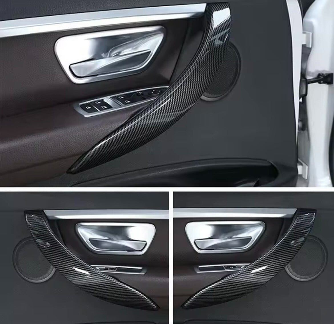 BMW 4 Series F32 F33 F36 2014-2019 Carbon Fibre Door Grab Handle Trim Covers 2pc