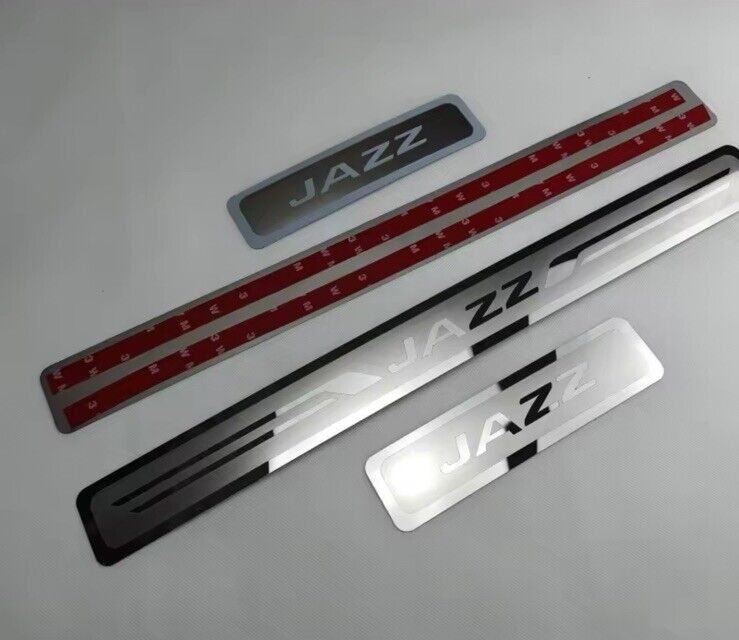 Honda Jazz Stainless Steel Door Sill Protector Strips Scuff Plates Chrome 4pcs