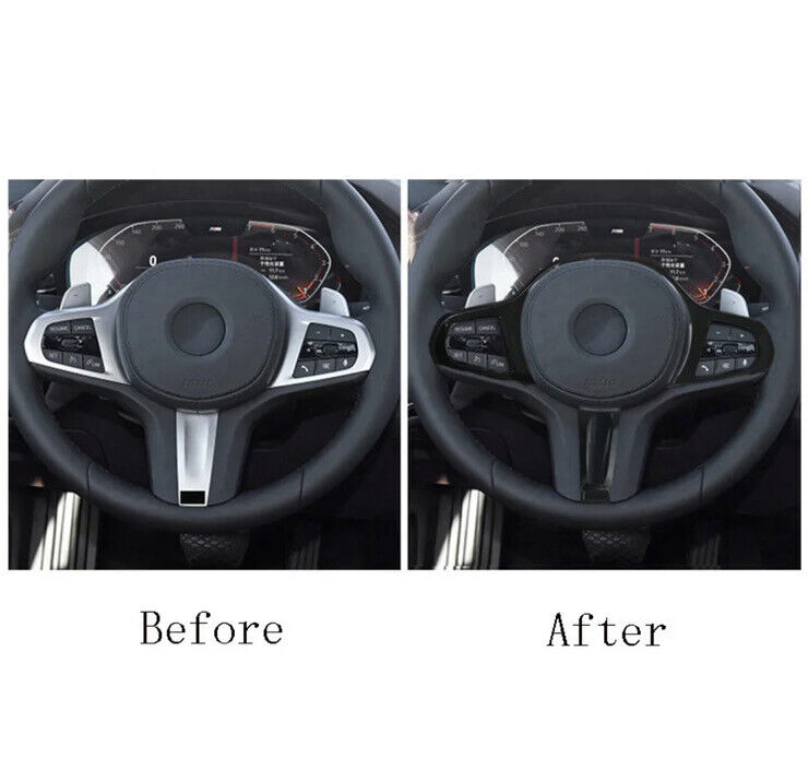 BMW 5 6 Series X3 X4 X5 X6 M Sport Gloss Black Steering Wheel Trim Cover 4pcs