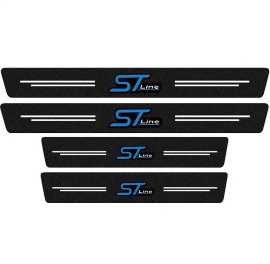 Ford ST Line Carbon Fibre Effect Adhesive Door Sill Overlay Strips Blue White