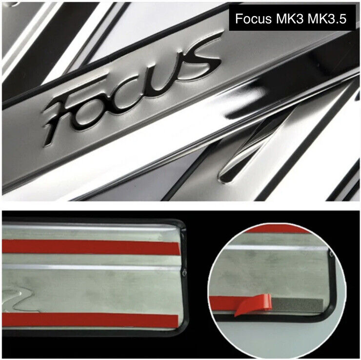 Ford Focus Stainless Steel Door Sill Protector Strips Scuff Plates Focus Chrome