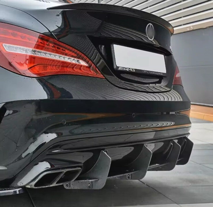 Mercedes CLA45 AMG C117 2016-2019 Rear Bumper Diffuser Blade Style Gloss Black