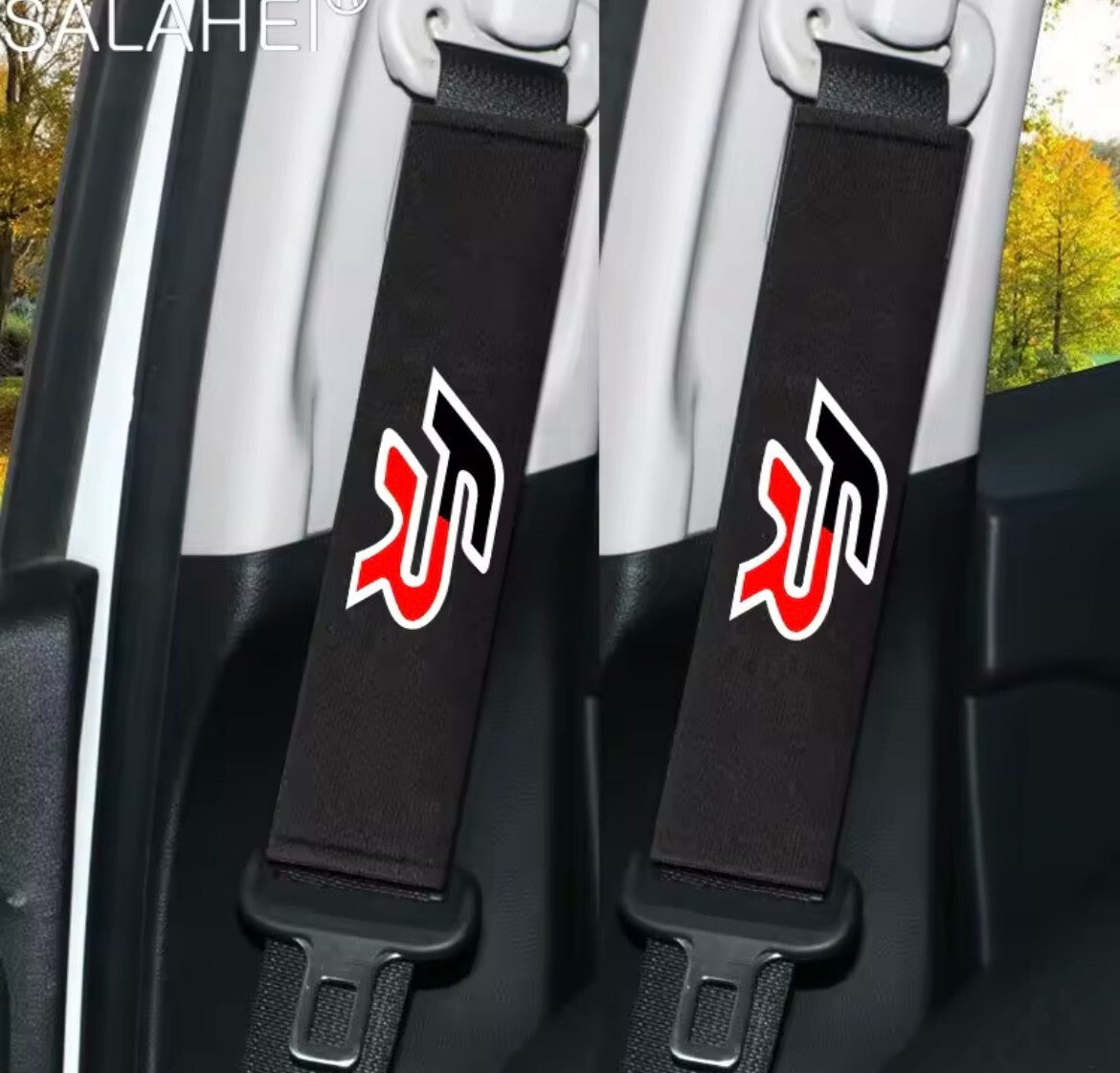 2pcs Seat FR Seatbelt Cover Shoulder Pads Black White Seat Leon Ibiza Arona FR