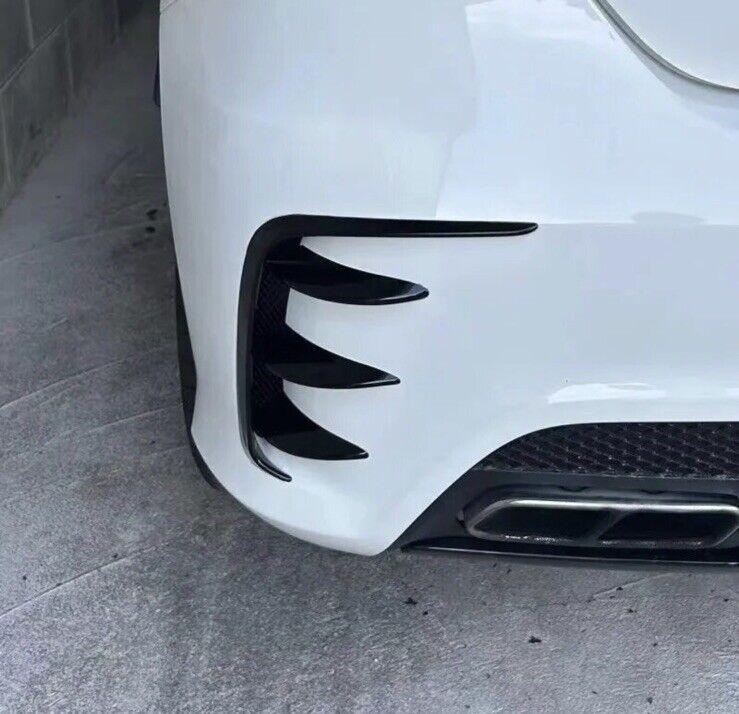 Mercedes A Class 2013-2018 Rear Bumper Grille Vent Canards Fins Gloss Black