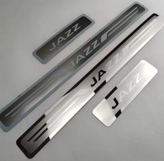 Honda Jazz Stainless Steel Door Sill Protector Strips Scuff Plates Chrome 4pcs