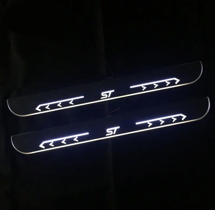 Ford ST Chrome LED Door Sill Protector Strips Scuff Plates Ford Fiesta Focus ST
