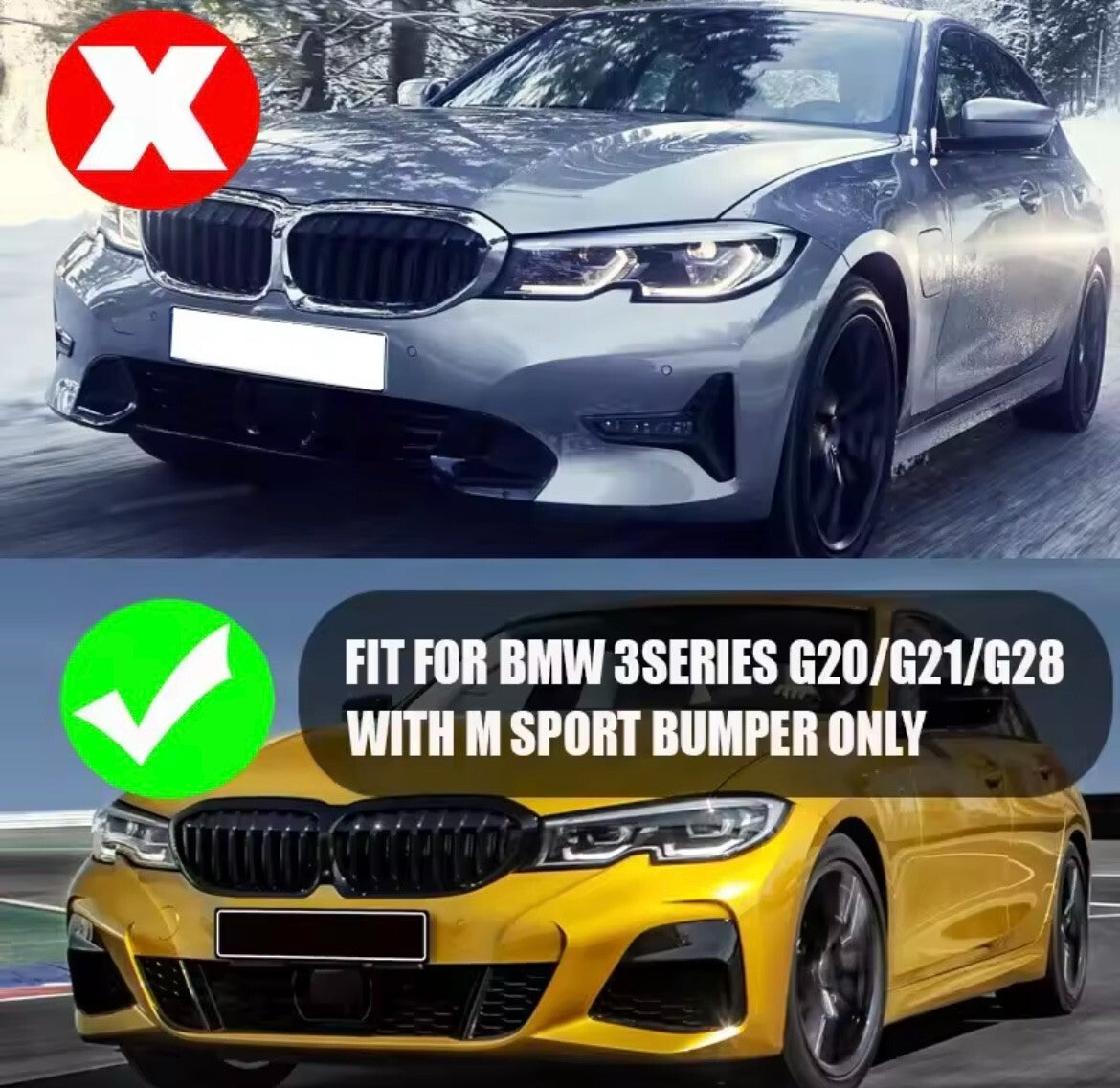 BMW 3 Series G20 G21 G28 2019-2021 M Sport Gloss Black Front Splitter Kit