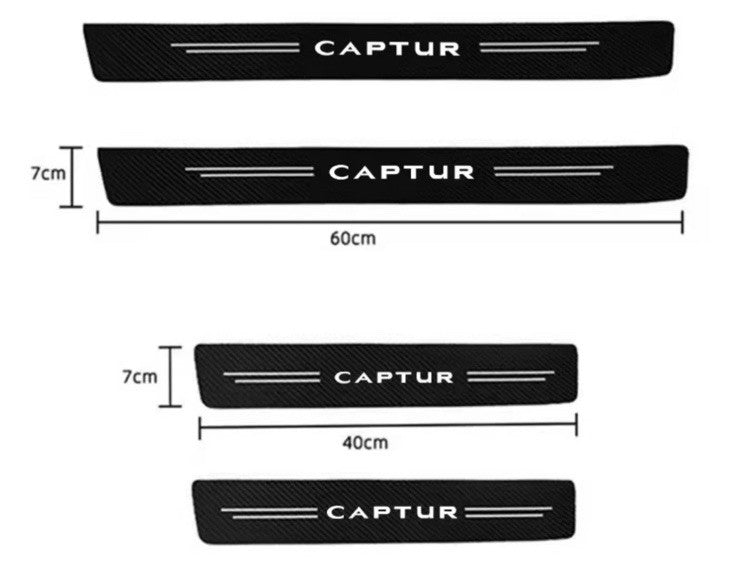 Renault Captur Car Door Sill Protective Strips Overlays Vinyl Carbon Effect 4pcs