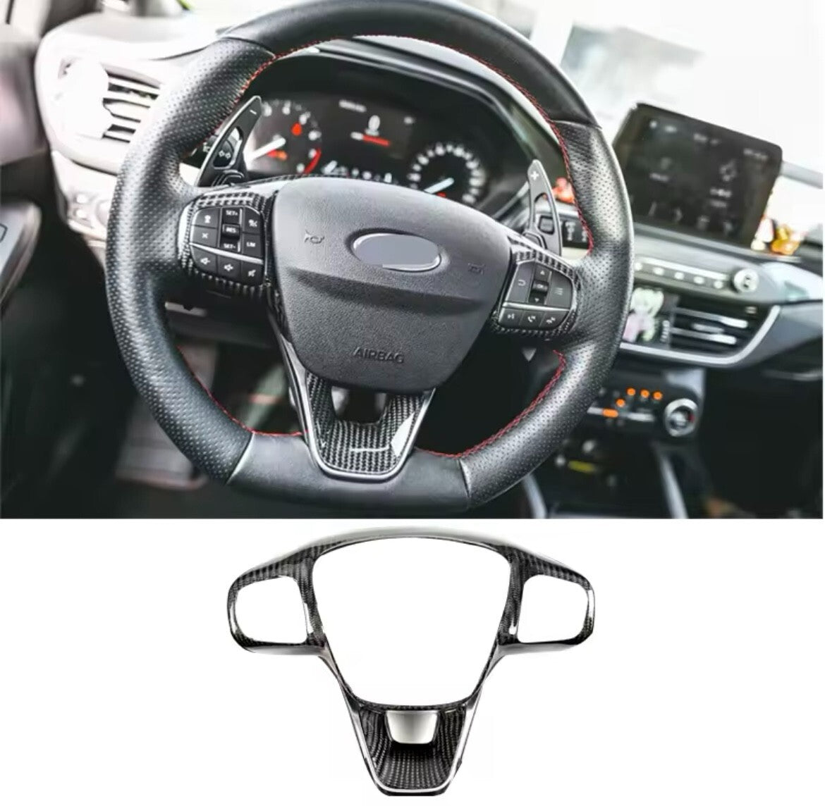 Ford Focus MK4 Fiesta MK8 ST Real Carbon Fibre Steering Wheel Trim Replacement
