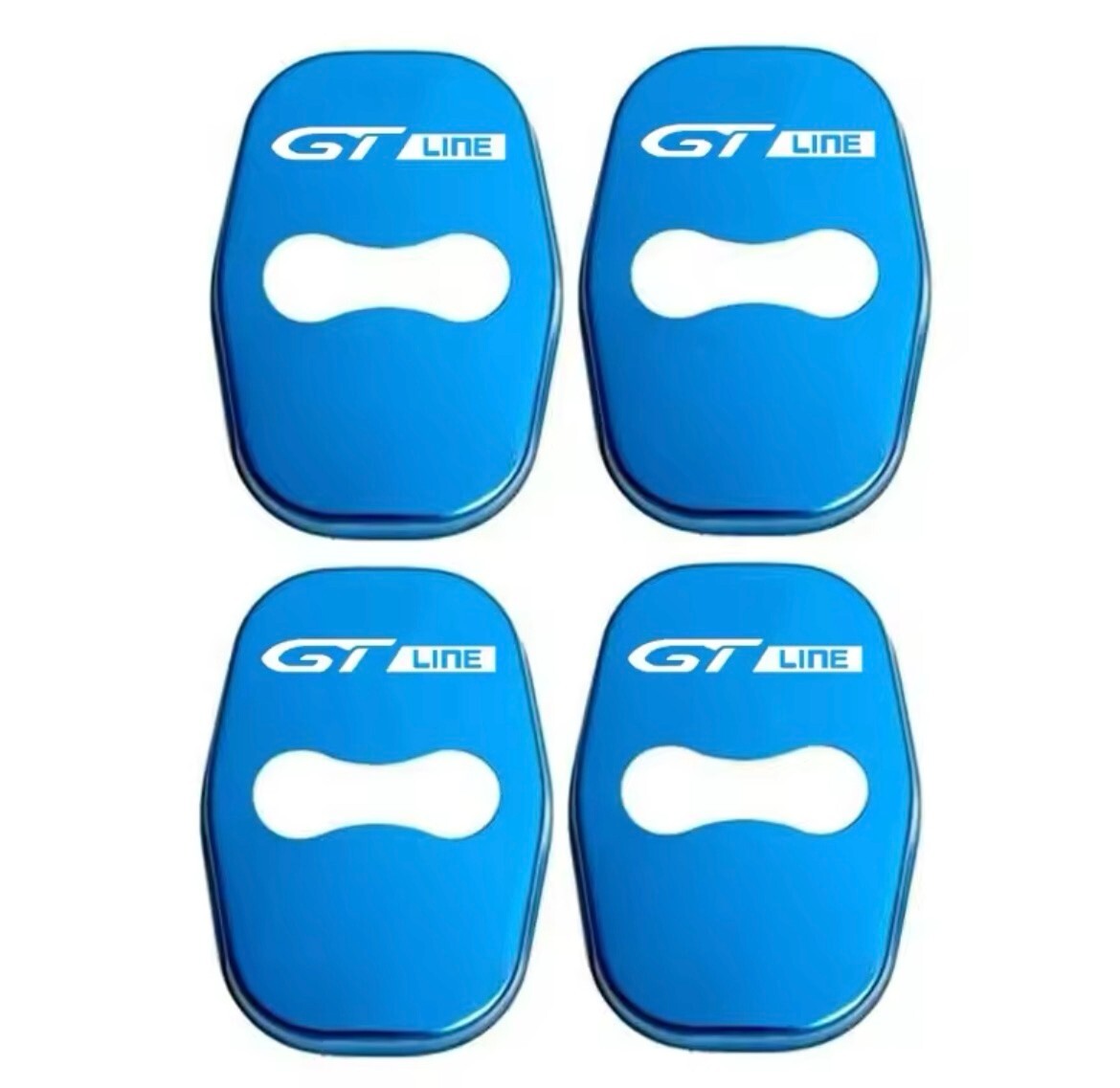 Peugeot GT Line Blue Stainless Steel Door Lock Catch Protector Covers 4pcs