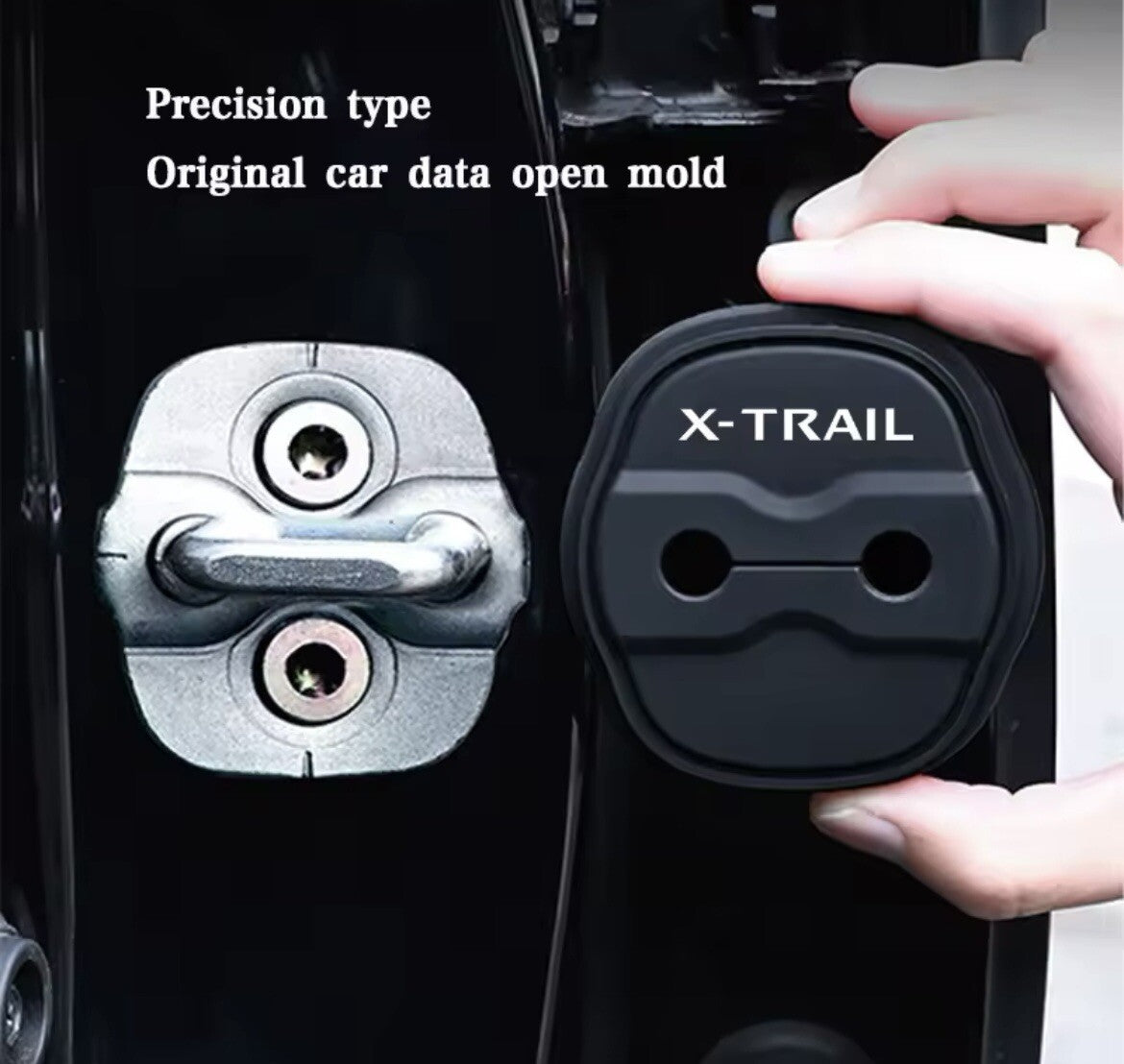 Nissan X-Trail Black Silicone Door Lock Catch Protector Covers 2pcs