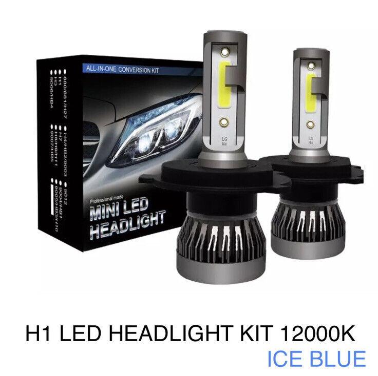 2x H1 LED Bulbs Car Headlight Kit 12000K Universal Fit 12V 72W/Pair 12000 Lumens