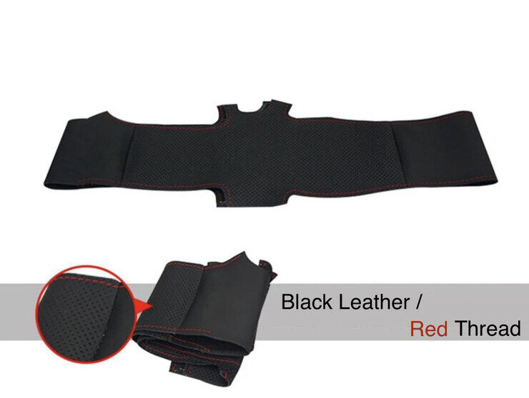 Ford Focus Kuga C-Max Leather Steering Wheel Cover Red Stitch Thread Self Stitch