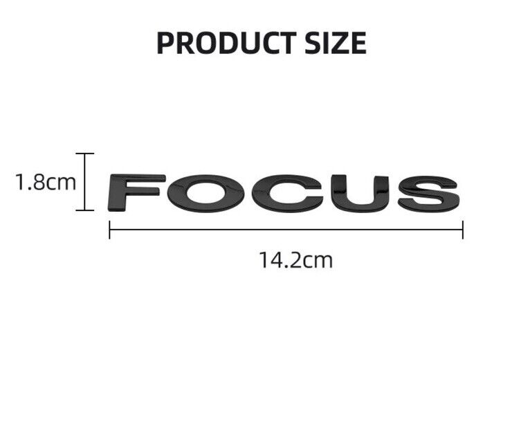 Gloss Black Focus Lettering Badge For Ford Focus MK2 Rear Boot Body Panel Badge