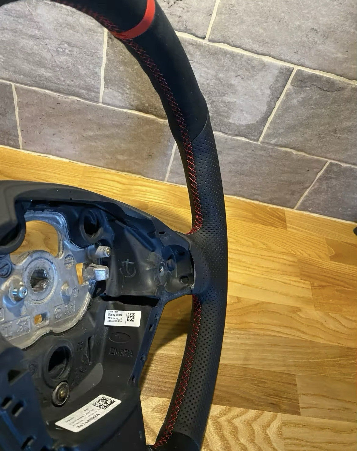 Ford Fiesta ST MK7.5 Genuine Leather + Suede Steering Wheel Cover Yellow Thread