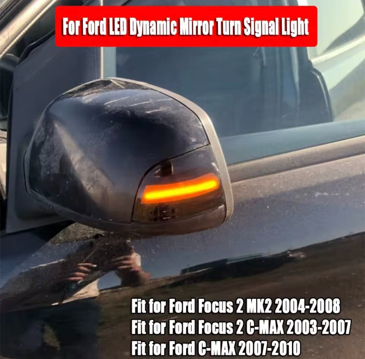Ford Focus MK2 2004-2008 C-Max Dynamic LED Sequential Mirror Indicators Smoked
