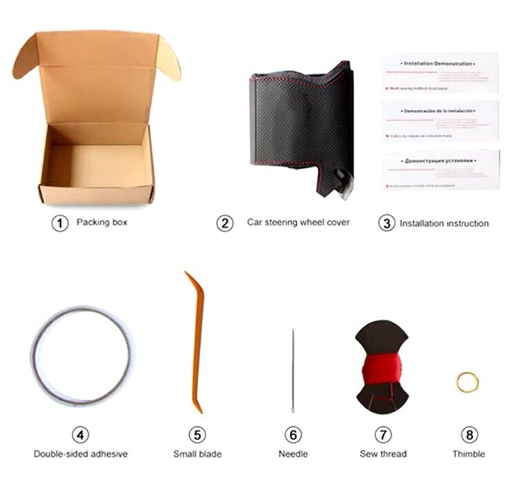 Mercedes A45 E63 GLE53 S65 AMG GT Steering Wheel Cover Carbon & Leather DIY Red