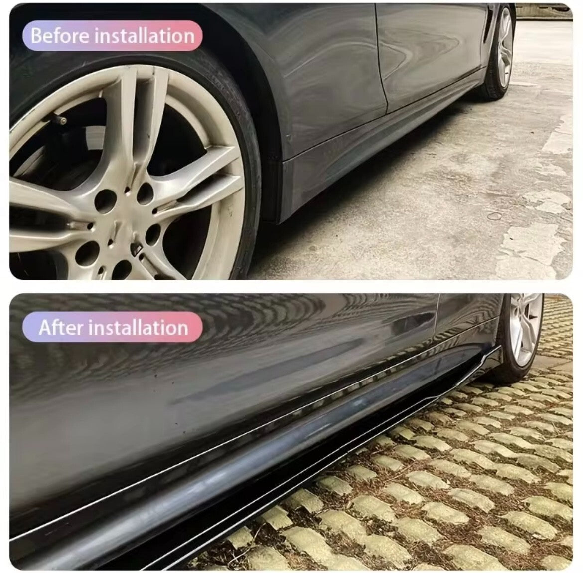 Mercedes C Class W205 2015+ 4 Door Gloss Black Side Skirts Extensions Universal