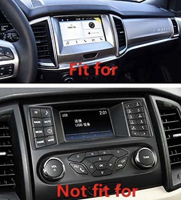 Carbon Fibre Effect Central Nav Screen Surround Trim For Ford Ranger 2015-2020