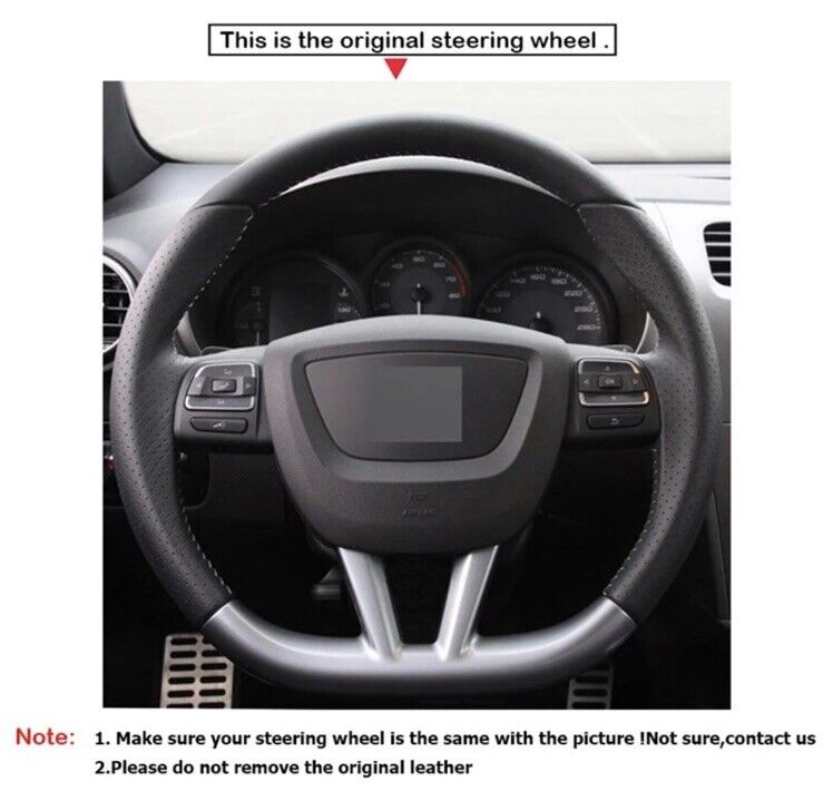 Seat Leon FR MK2 1P Suede & Leather Steering Wheel Cover Self Stitch Red Black