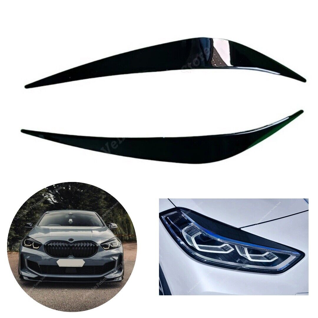 BMW 1 Series F40 2019-2023 Gloss Black Headlight Eyelids Eyebrows 2pcs