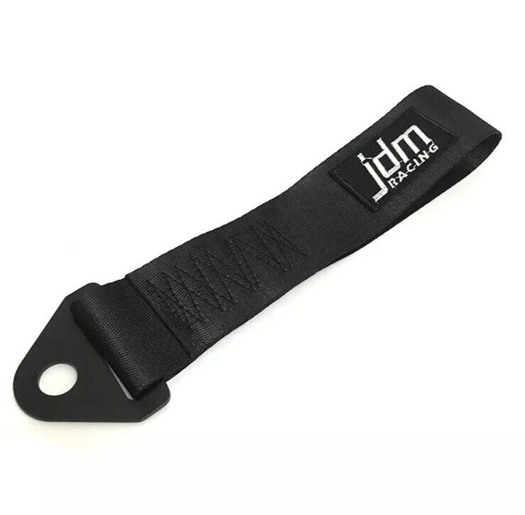 JDM Racing Tow Strap 28cm Black Nylon With Fixing Bolt JDM Style Tow Rope 2T
