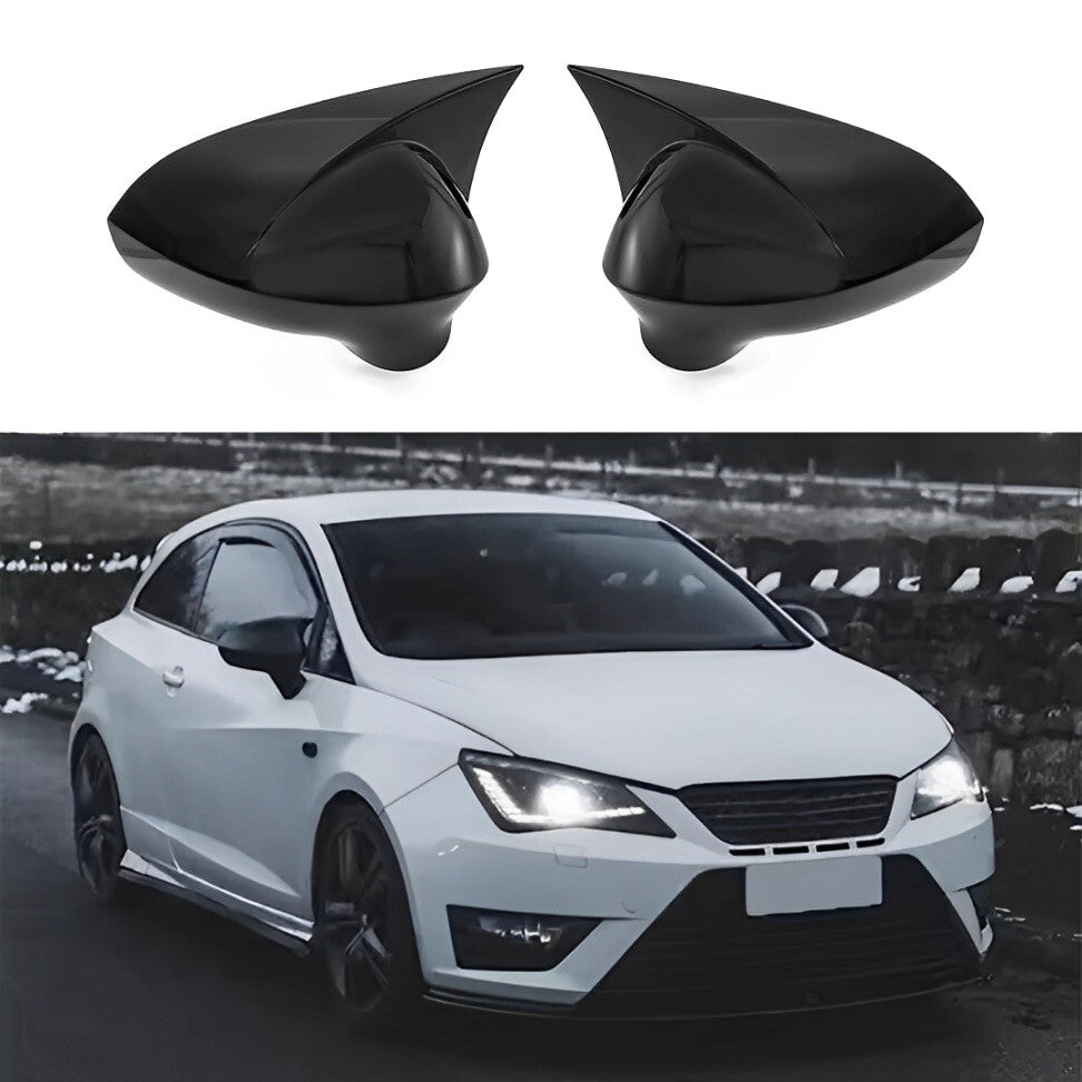 Seat Leon MK2 Ibiza MK4 2008-2017 Gloss Black M Style Wing Mirror Caps Covers