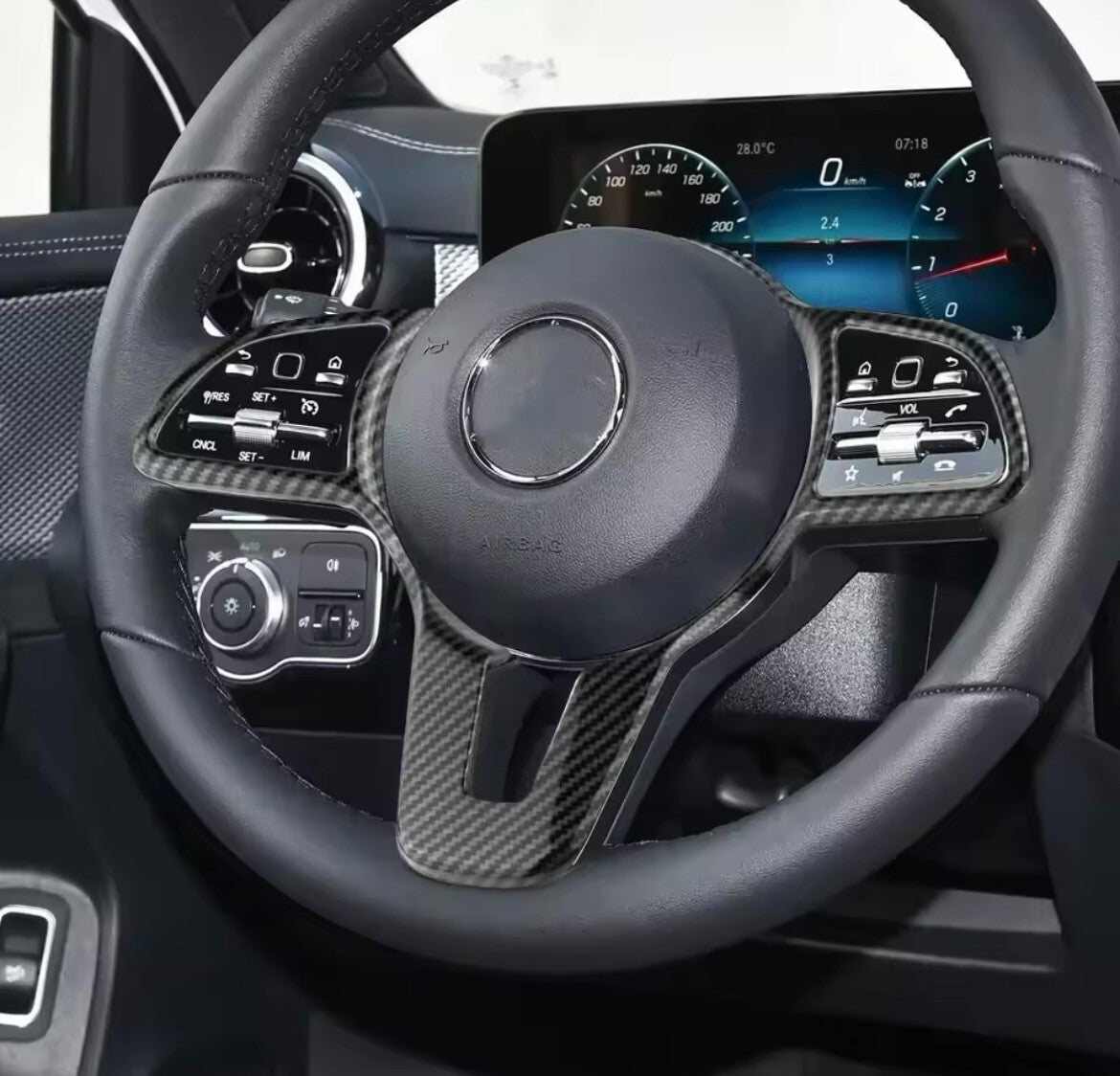 Mercedes A B C E Class CLA GLA GLC GLE 2019-2022 Carbon Fibr Steering Wheel Trim