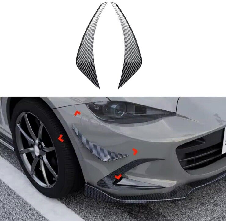 Mazda MX5 Miata ND 2016+ Carbon Fibre Front Bumper Side Canards Aero Blade Fins