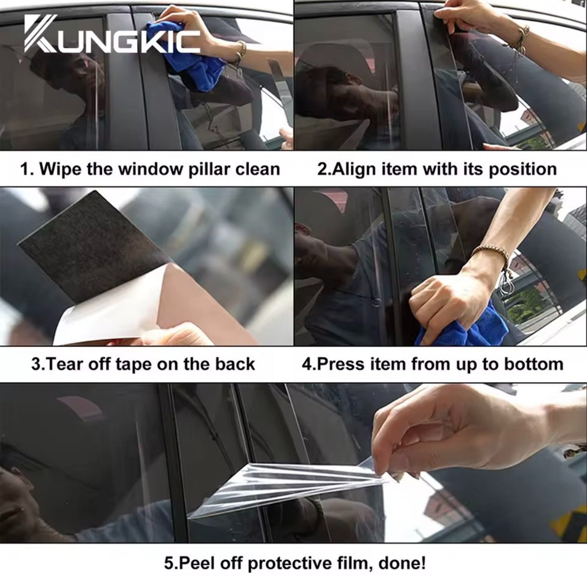 Seat Leon MK2 2005-2012 Carbon Fibre Window Trim Pillar Set 4pcs De-Chrome