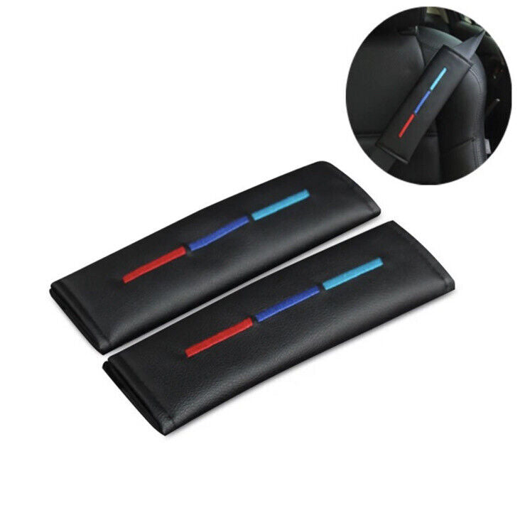 Comfy Seat Belt Shoulder Pads For BMW | 2-Pack Black & Red Cushions | Universal Fit