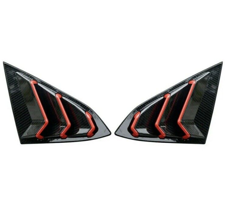 Honda Civic 2016-2020 Carbon Fibre Rear Side Window Louver Vents Covers With Red