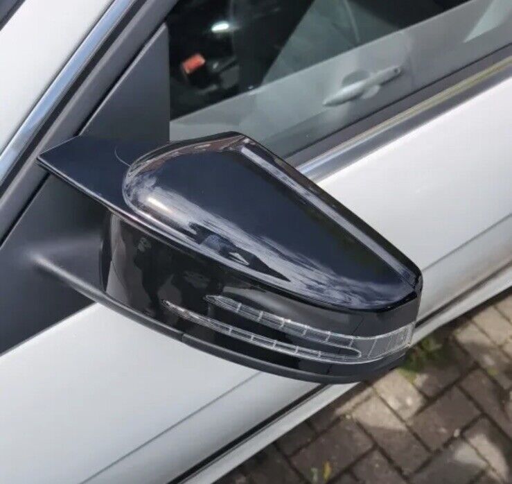 Mercedes A B C CLA E GLA Class Gloss Black Wing Mirror Caps Covers Blade Style