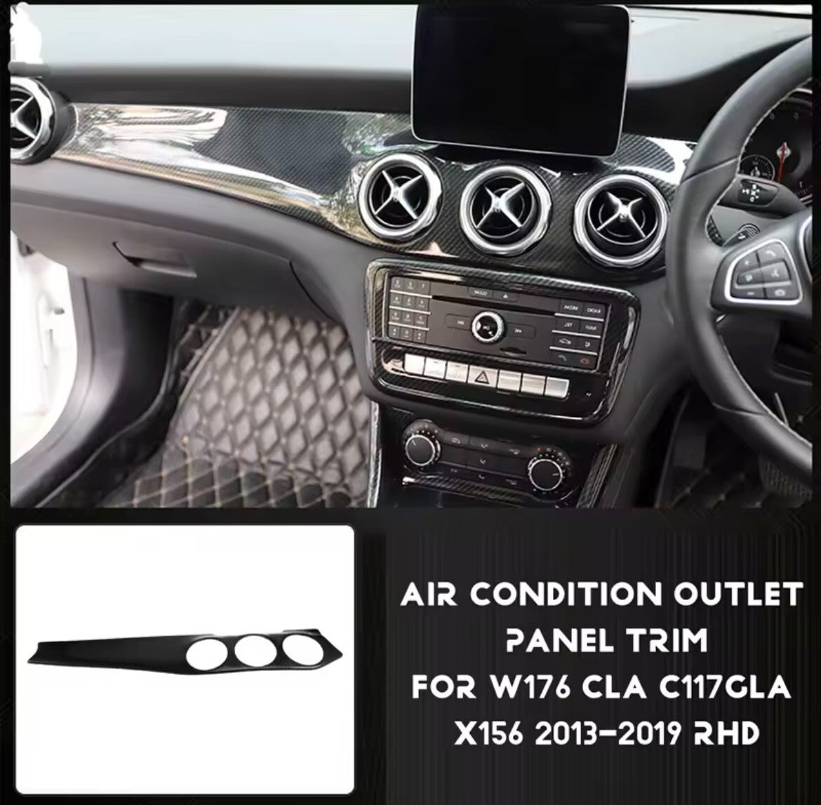 Mercedes A Class W176 CLA C117 GLA X156 Carbon Fibre Effect Dashboard Trim RHD