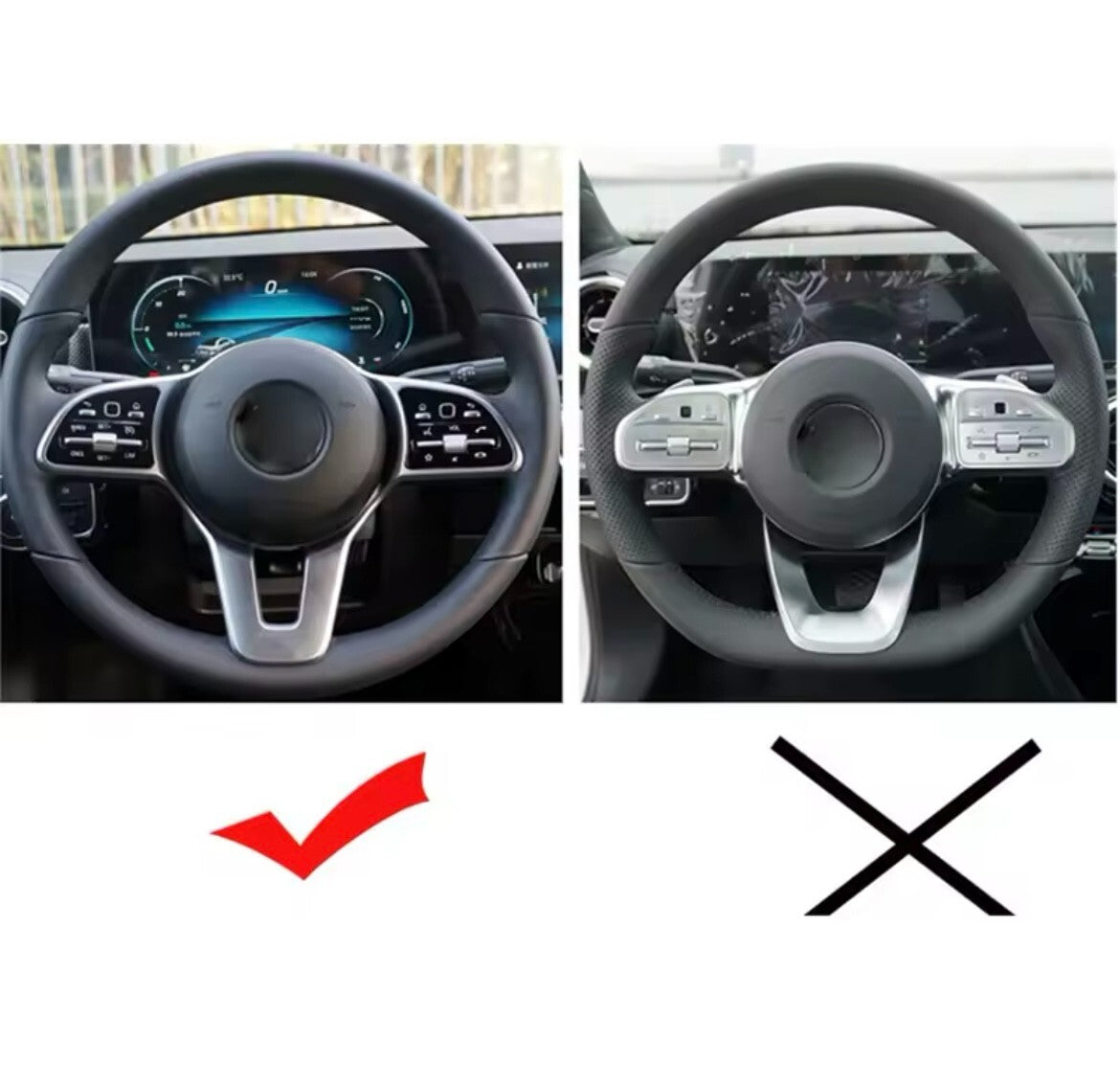 Mercedes A B C E Class CLA GLA GLC GLE 2019-2022 Gloss Black Steering Wheel Trim