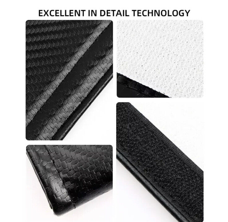 2pcs ST Line Seatbelt Cover Pads PU Leather Carbon For Ford Fiesta Focus Puma