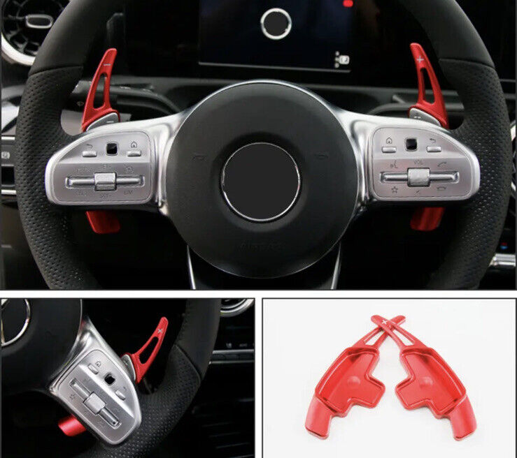 Mercedes Benz A B C E CLA GLA Class Steering Wheel Paddle Shift Extensions Red