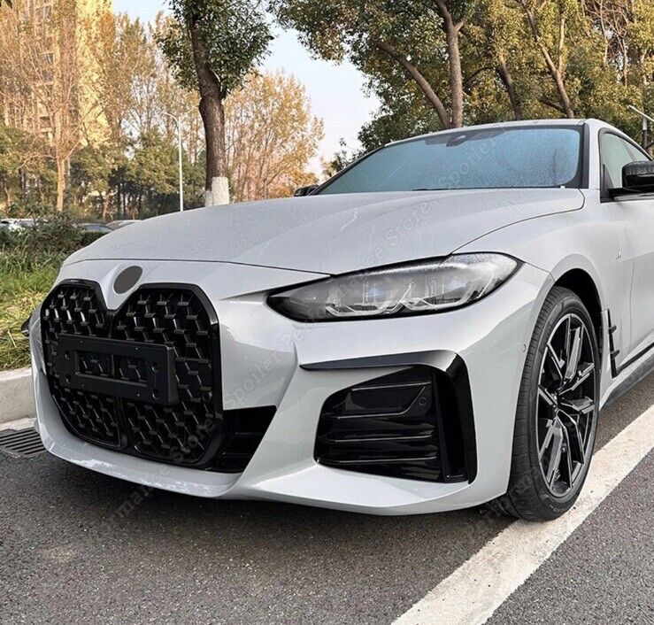BMW 4 Series 2021-2024 Gloss Black Front Bumper Side Grille Vent Canards 2pcs